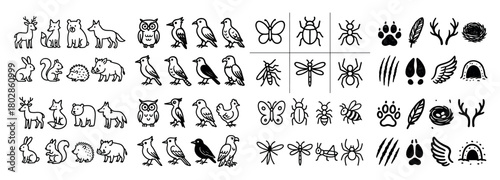 Animal line art collection variety
