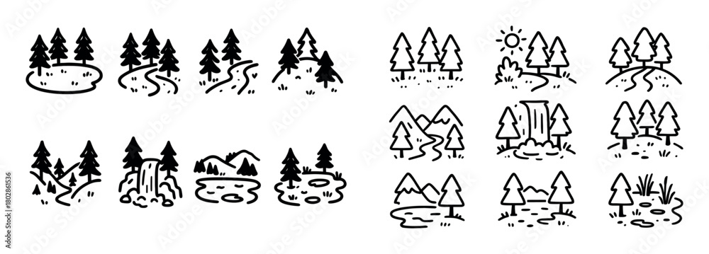 Obraz premium Forest Doodle Grid