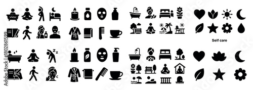 Self-care icons set