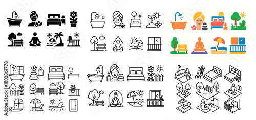 Home and relaxation icons set