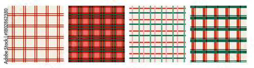 Christmas patterns set. Merry Christmas backgrounds, seamless patterns.  showing classic textile motifs often used for festive themes and suitable for holiday or Christmas design project