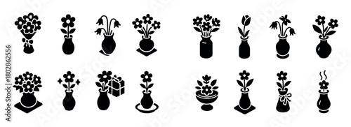 Isometric Flower Vase Icons