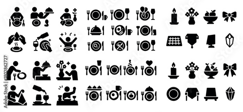 Dining icons and symbols assortment