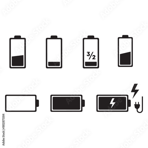 battery charging icon set