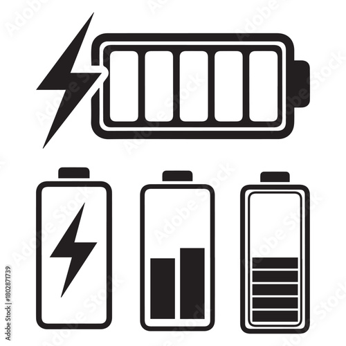 battery charging icon set