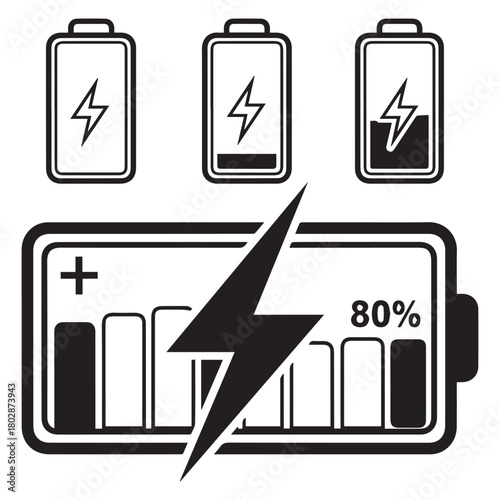 battery charging icon set
