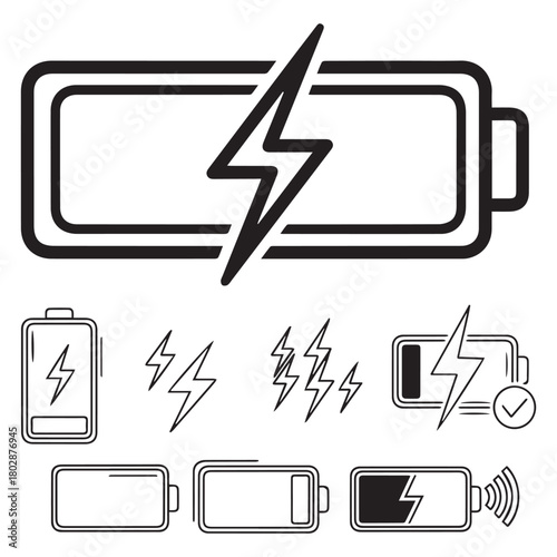battery charging icon set