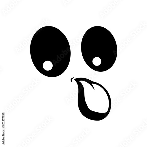 Black and white abstract cat icon vector illustration symbol design with a smile face