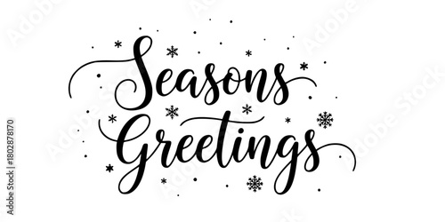 Calligraphic "Seasons Greetings" Snowflake Script Vector