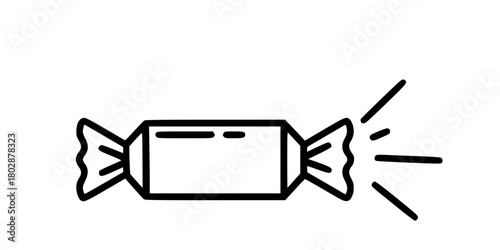 Festive Party Cracker Popper Simple Line Art Vector Icon