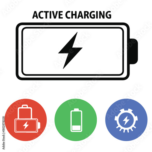 battery charging icon set