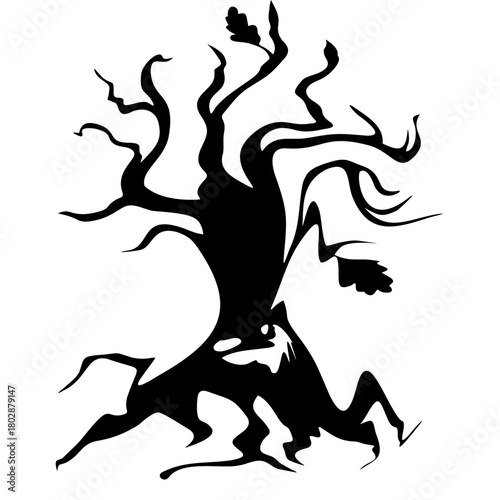 Vector silhouette illustration of a dancing woman's body in a fitness pose