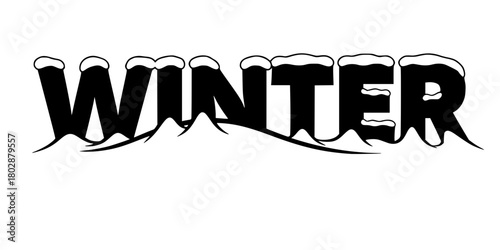 Bold "WINTER" Text with Snow Drift Typography Vector