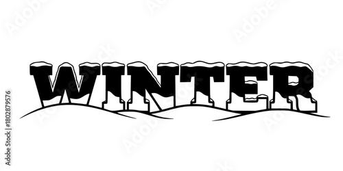 Bold "WINTER" Text with Snow Drift Typography Vector