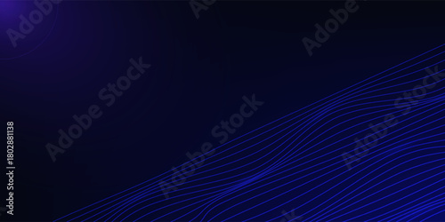 abstract glowing wave lines on dark blue background. dynamic wave pattern. modern flowing wavy lines. futuristic technology concept. suit for banners.