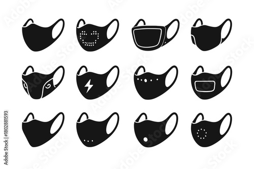 Sensors icons silhouette wearable mask holes decorative technology icon vector futuristic designer