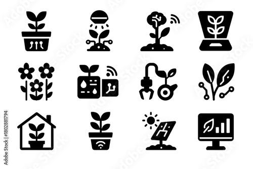 Icon vector display digital greenhouse panel icons garden tool tracking virtual planter