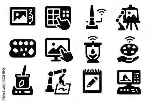 Vector ai art smart canvas assistant cleaner stand easel icon connected tool