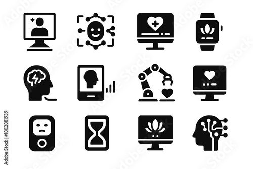 Display assistant pad vector icon panel icons cognitive futuristic health hub therapy