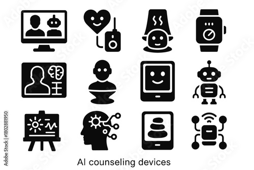 Counseling mindfulness icon interactive icons vector ai connected holographic thought hub wellbeing