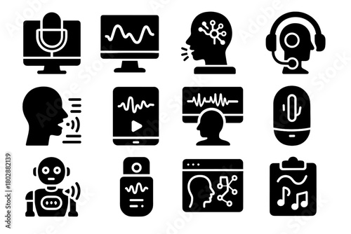 Vocal singing ai voice connected tools vector robotic smart pronunciation sensor digital