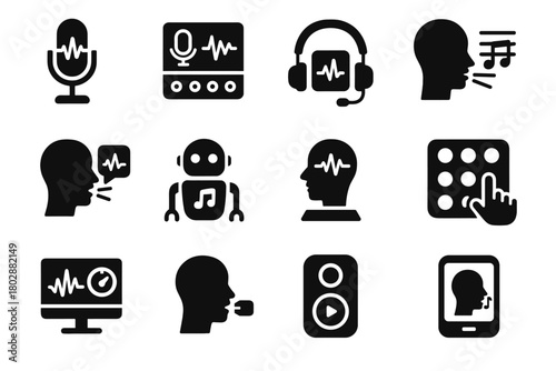 Recorder ai display icon sensor pronunciation connected smart vocal trainer audio vector