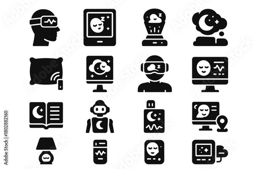 Interactive tracker dream guide holographic icon sleep smart vector tools digital analyzer