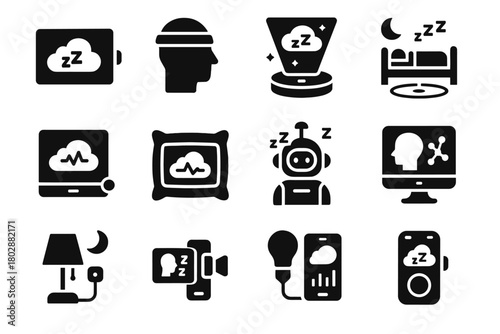 Tools tracker sleep connected icon sensor vector monitor digital lamp recorder dream