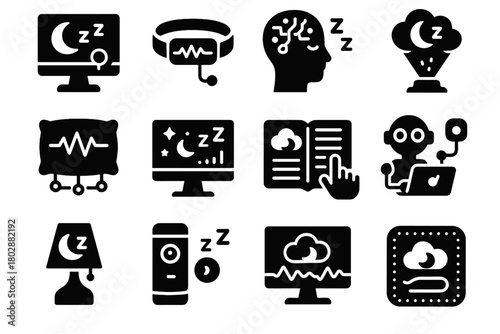 Display automated digital icon assistant vector connected dream recorder tools journal holographic