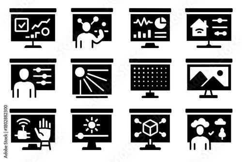 Sensor grid display vector viewer virtual icon transparency ai holographic assistant dashboard