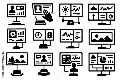 Projection vector grid dashboard viewer monitoring holographic interactive scenery icon digital interface