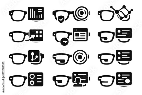 Guidance lens visor hud optical assistant device cyber glasses vector icon ai