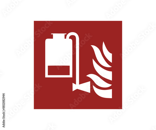 ISO 7010 F010 Portable foam applicator unit sign. Fire fighting equipment signal pictogram vector design and illustration.

