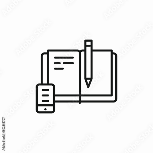 book phone pencil icon sign vector