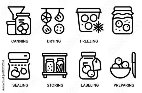 Minimalist Food Preservation Icons