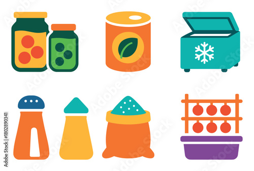 Colorful Food Preservation Icons