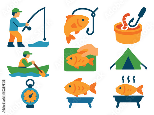 Colorful Fishing Icons