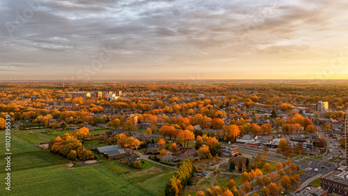 Emmen, Drenthe: Autumn sunrise view
