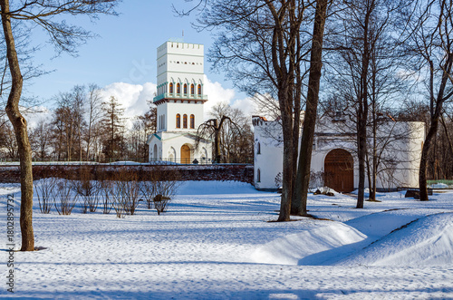 A tall white tower