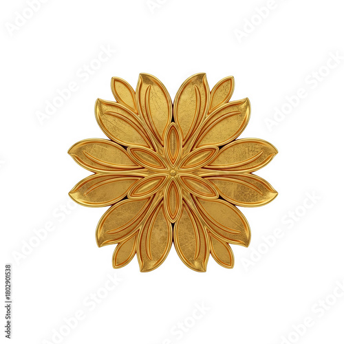 African Gold Floral Emblem AI-generated PNG Transparent Background