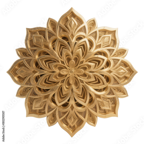 African Gold Floral Emblem AI-generated PNG Transparent Background