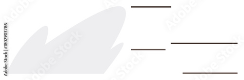 Abstract white swoosh shape paired with three horizontal lines creates minimalist aesthetic. Ideal for creativity, design, balance, modern art, branding, simplicity, and minimal flat metaphor