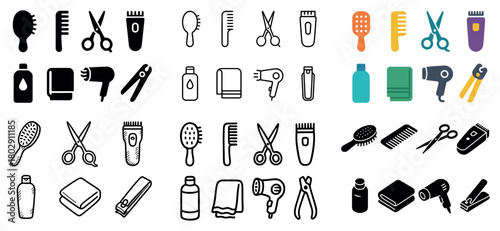 Collection of hair styling tools and accessories