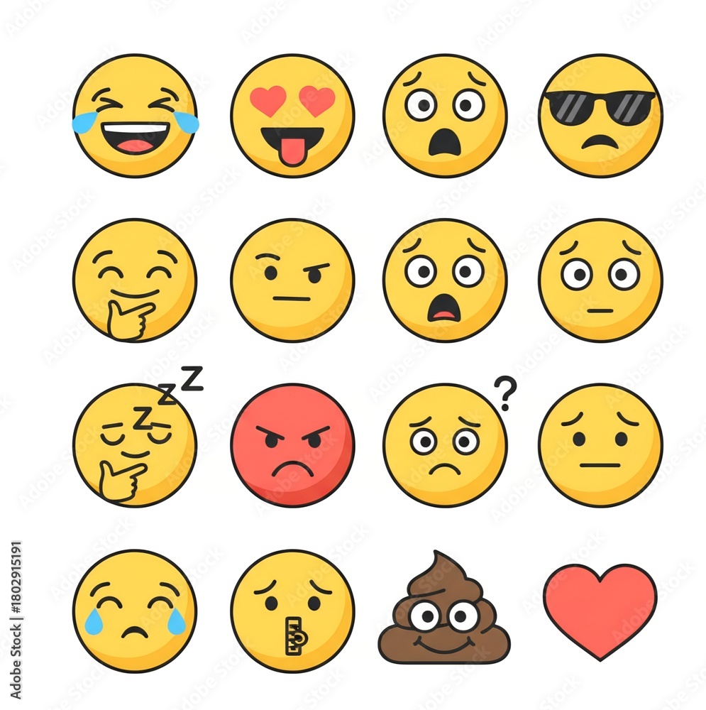 Fototapeta premium set of funny cartoon smileys