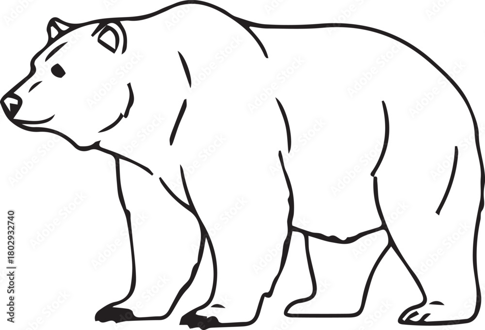 Fototapeta premium Bear silhouette animal vector standing on background transparent illustration