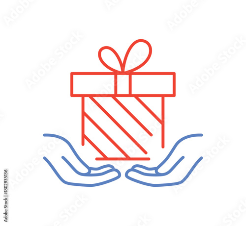 Line Art Gift Box Held in Hands logo