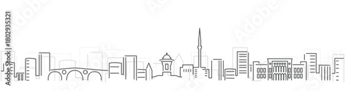 Tableau sur toile Sarajevo Simple Dark Lines Skyline on White Background