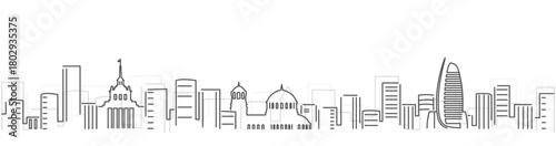 Sofia Simple Dark Lines Skyline on White Background