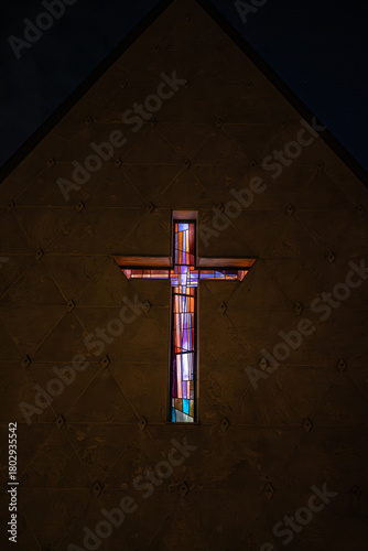 Photography Nordic Cross-Shaped Stained-Glass Window