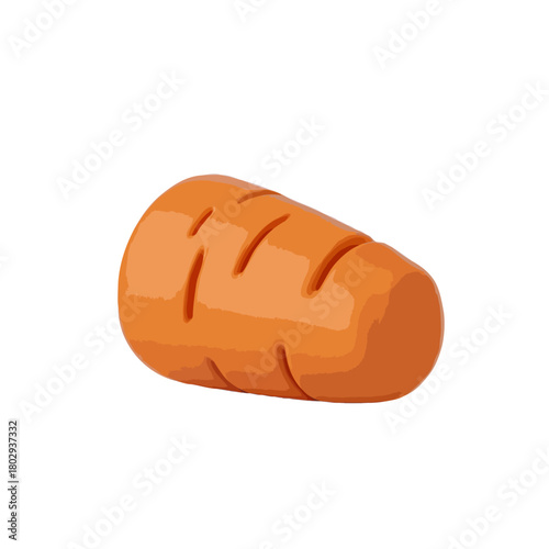 A single bright orange carrot top with visible grooves and texture isolated on a clean white background isolated on white background